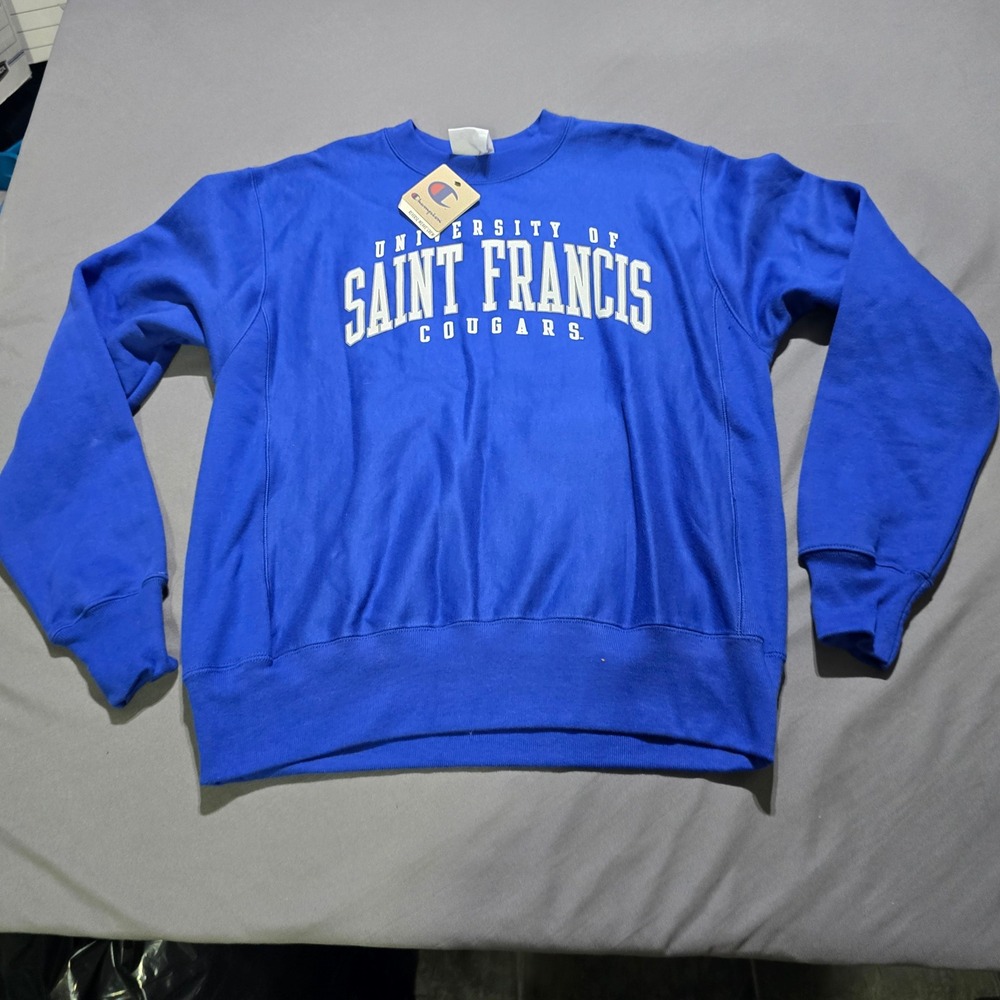 Champion Reverse Weave Sweatshirt Men Medium Blue Saint Francis Cougars NWT